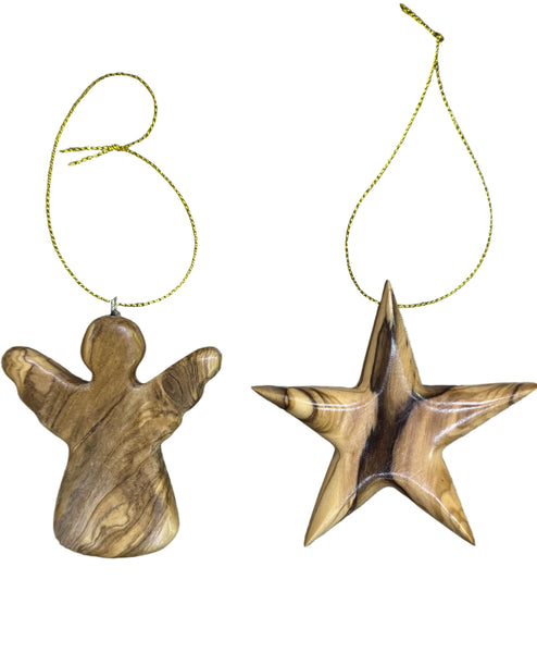 Xmas Ornament Olive Wooden 1pc/ From the Holy Land Bethlehem