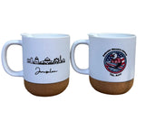 White Ceramic Mug w/ Cork Bottom - Embassy Seal