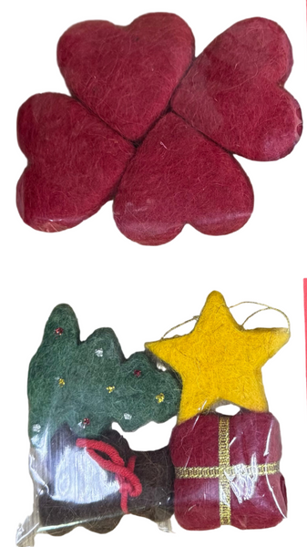 Xmas Ornaments 100% Wool from Bethlehem/ 4pcs