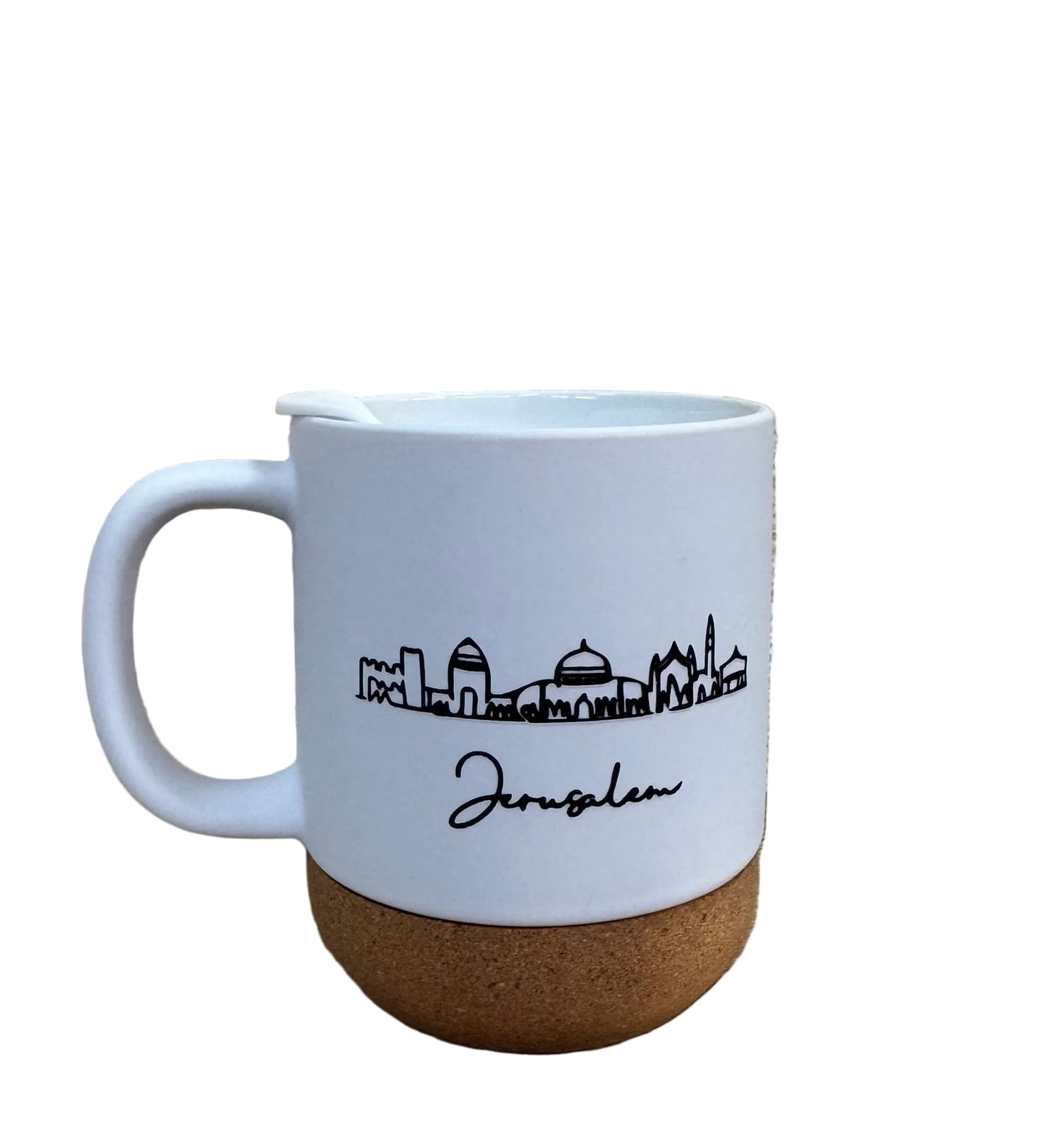White Ceramic Mug w/ Cork Bottom - Embassy Seal