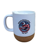 White Ceramic Mug w/ Cork Bottom - Embassy Seal