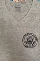 Grey V-Neck T-Shirt with Embassy Seal