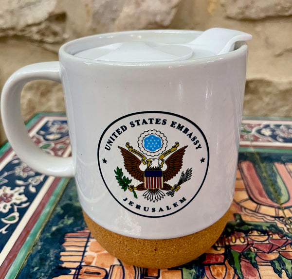 Ceramic Mug w/ Cork Bottom - Embassy Seal